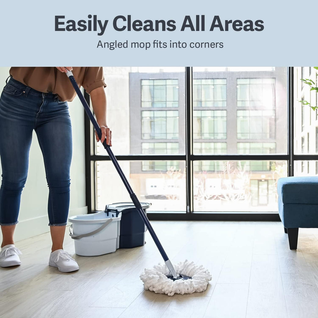 Blue/White Spin Mop and Mopping Bucket Set with Refill W690
