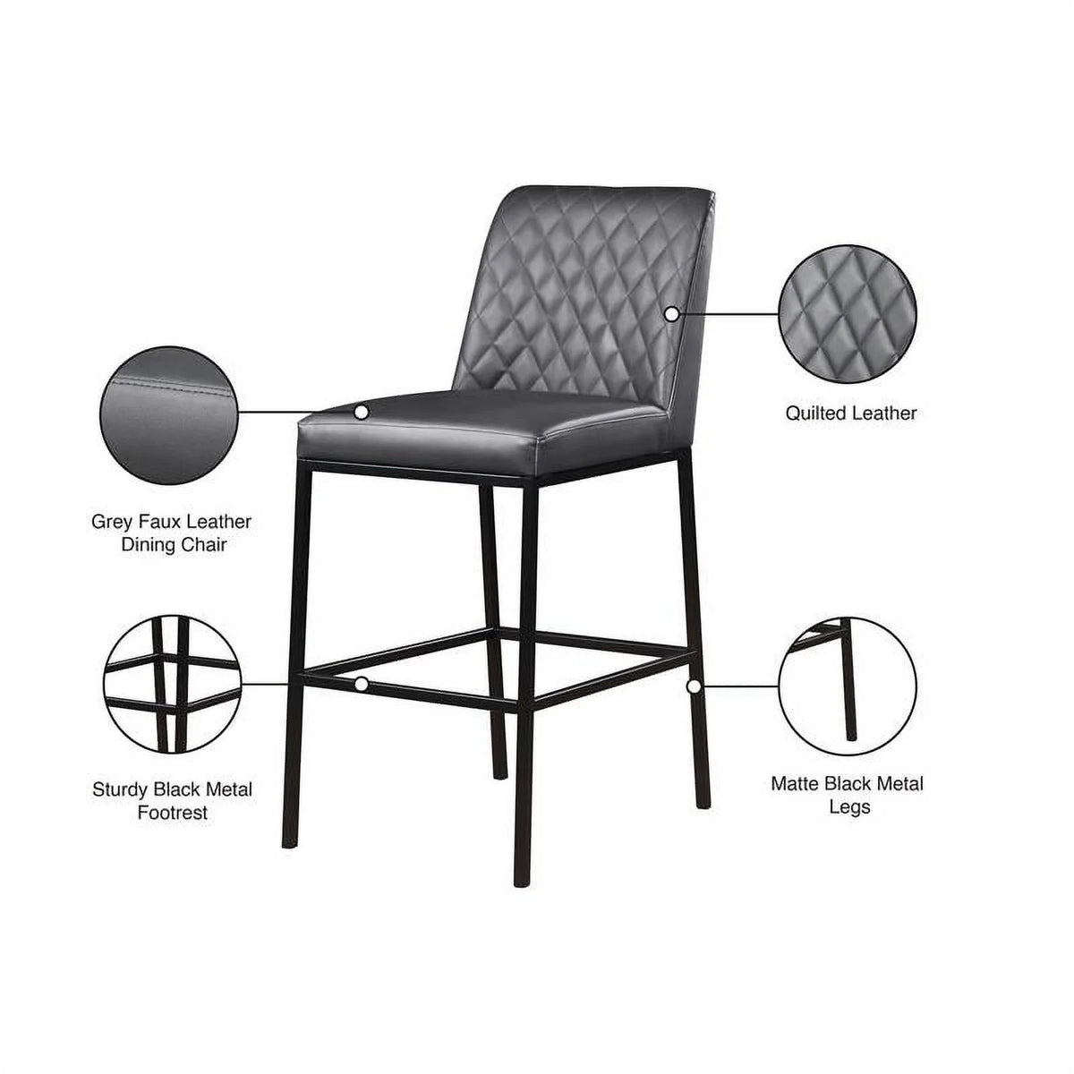 Gray Vegan Leather Stool Set of 2 R506942