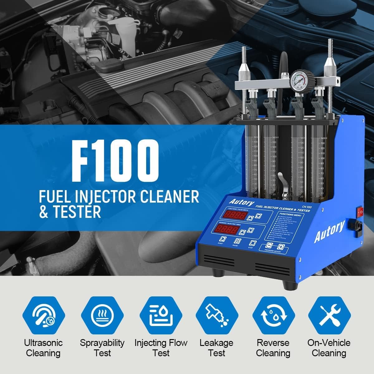 Ultrasonic Fuel Injector Cleaner for 4-Cylinder Vehicles T508