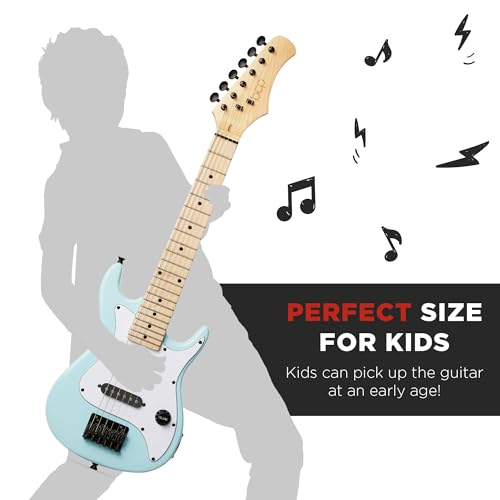 30in Kids Electric Guitar Starter Kit with 5W Amplifier, Strap, Gig Bag, Strings, Picks - Metallic Blue T5492