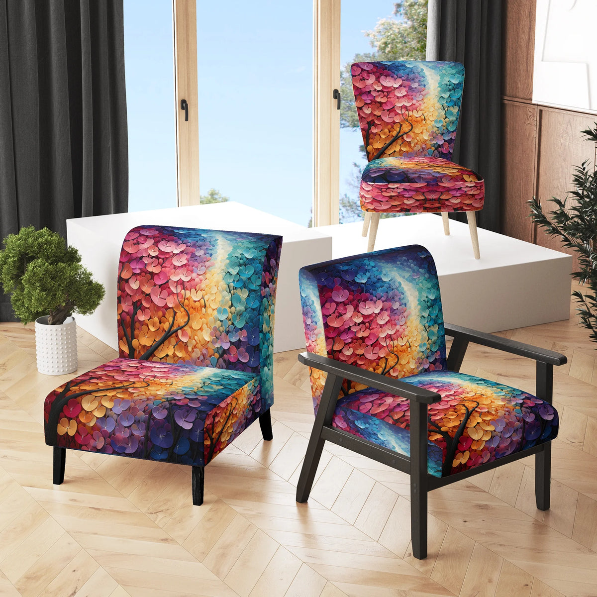Upholstered Abstract Accent Chair V2370