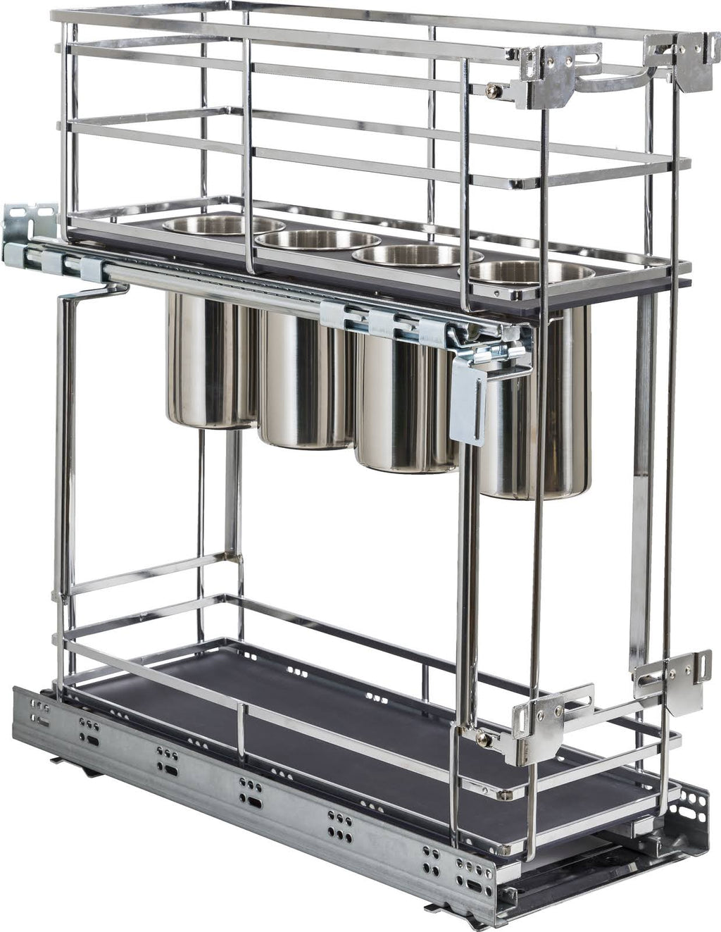 8 No Wiggle Utensil Bin Base Cabinet Pullout Polished Chrome O260163