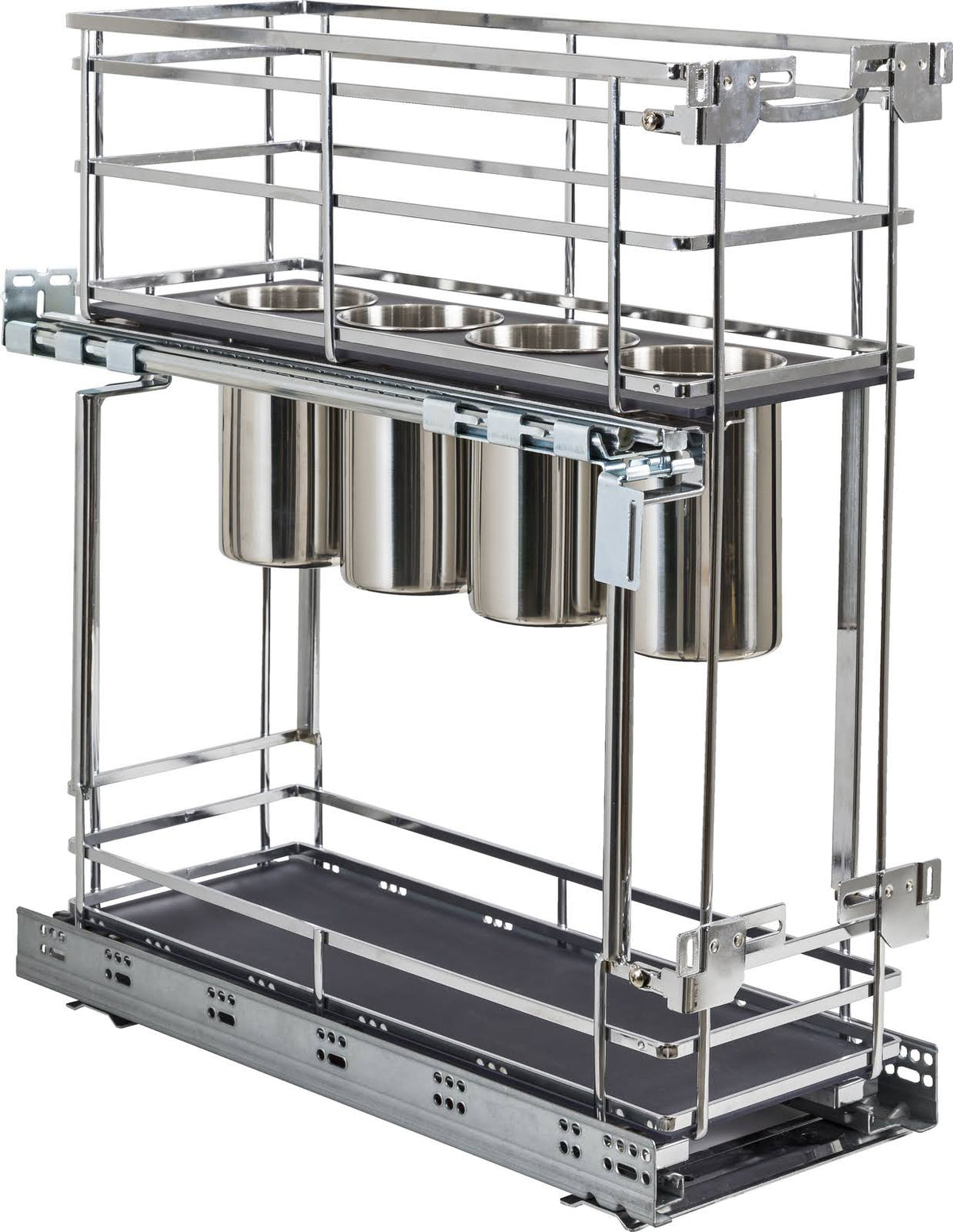 8 No Wiggle Utensil Bin Base Cabinet Pullout Polished Chrome O260163
