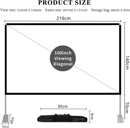 100 inch 16:9 Projector Screen with Stand and Carry Bag O688724