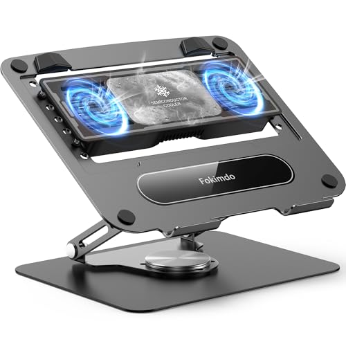 Laptop Cooling Stand with 360° Rotation Base, Detachable Thermoelectric Cooler, Adjustable Height, Solid Carbon Steel, 2-Power Peltier Cooling Pad A29706