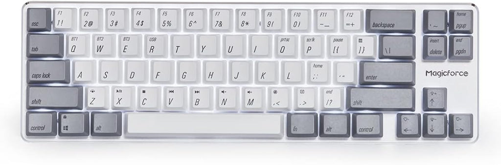 Wired/Wireless Bluetooth Mechanical Keyboard Gateron Blue Switch 68-keys Mini PBT Keycap White/Gray R345