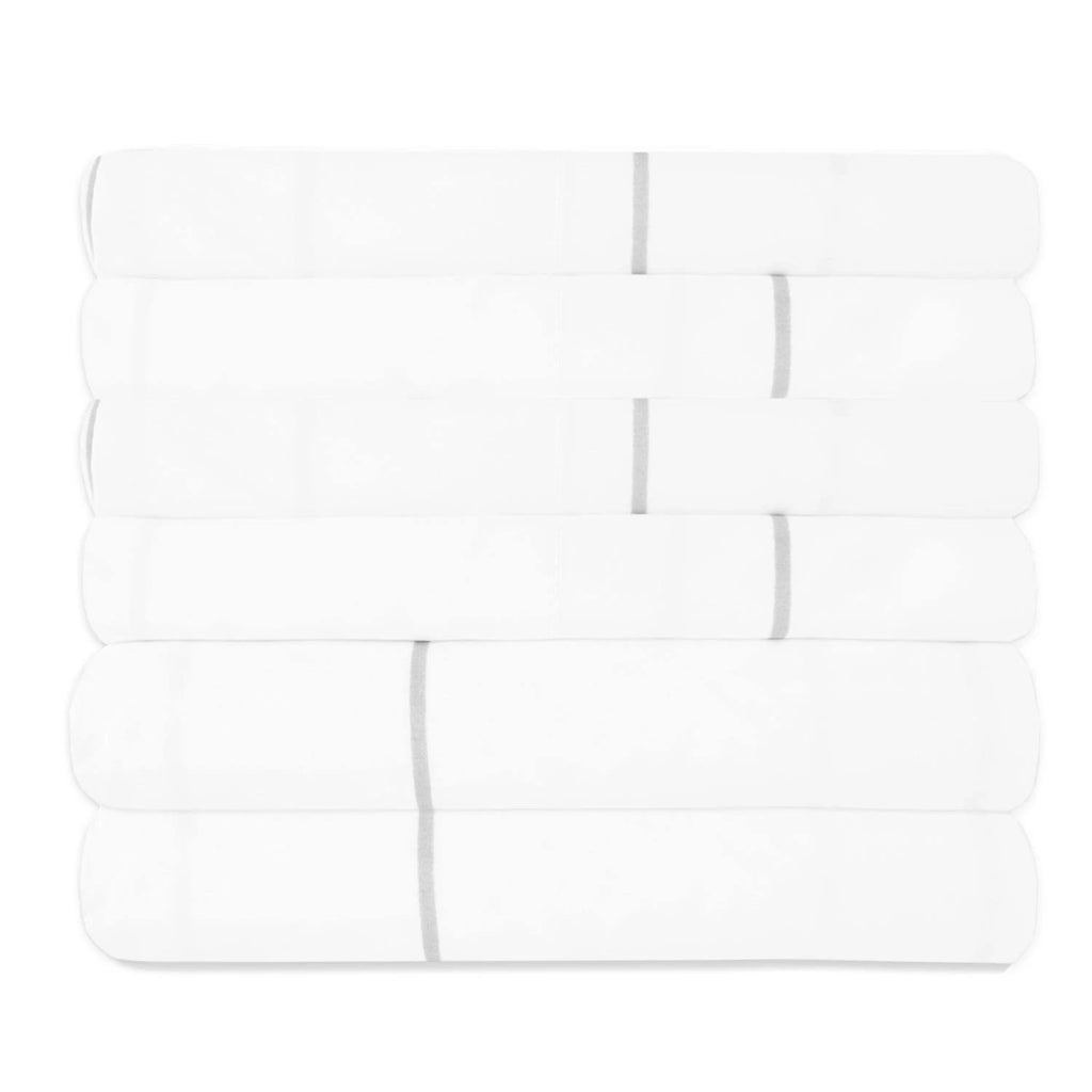 California King White Pinstripe Bed Sheet Set W443