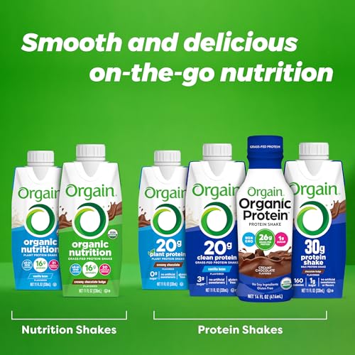 Organic Vegan Protein Shake, Creamy Chocolate, 20g Plant Based Protein, 11 Fl Oz (Pack of 12) Y62984
