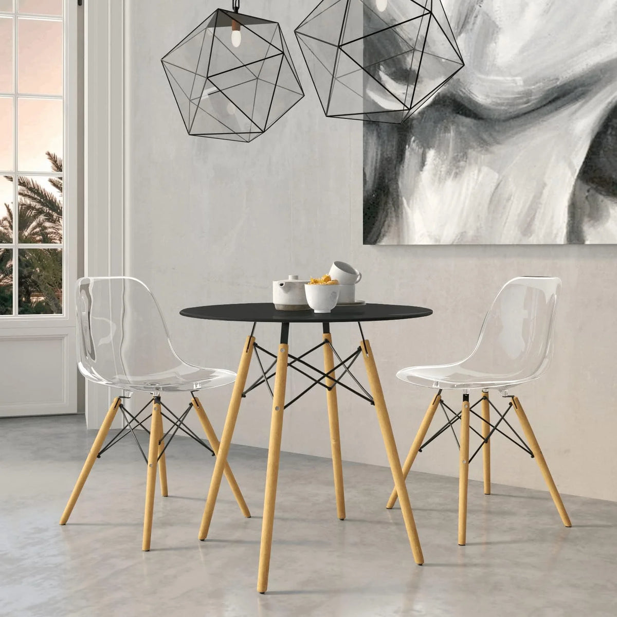 Round Bistro Dining Table with Wood Base T532707