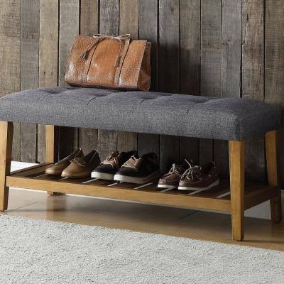 Gray and Brown Oak Bench X6152