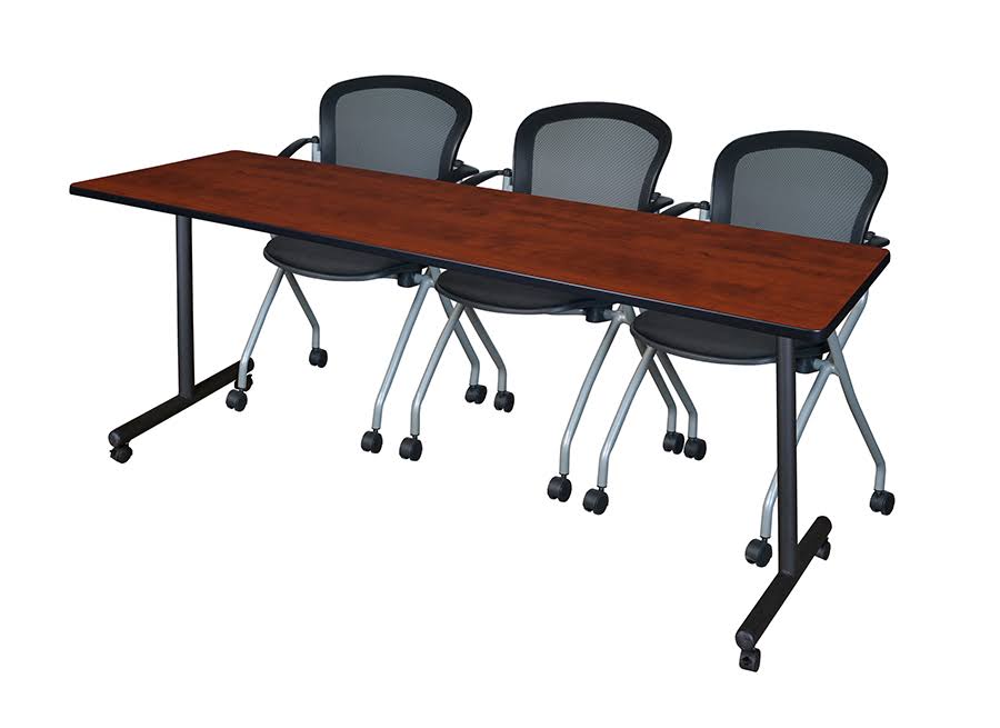 Maple Mobile Training Table with 2 Black Cadence Chairs C393322