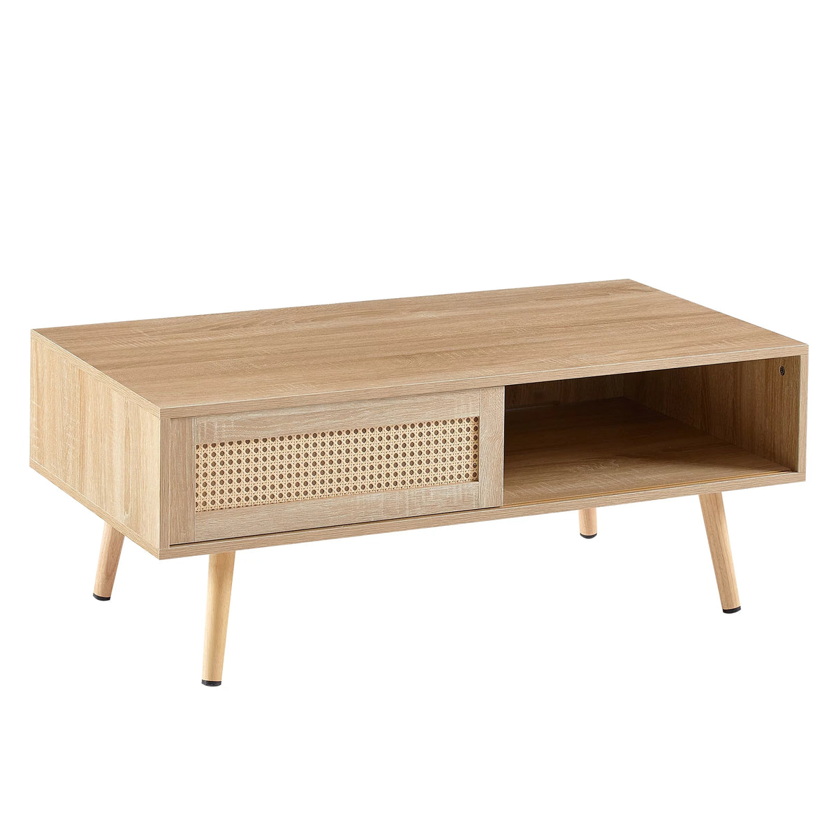 41.34" Rattan Coffee Table with Sliding Door Storage O572
