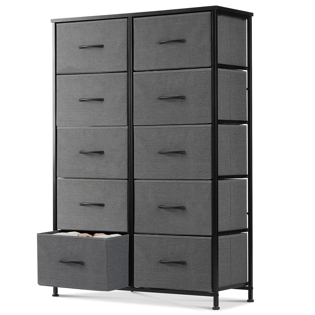 Black 5 Drawer Fabric Dresser with Wood Top D124188