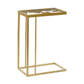 18" x 25" Gold Metal Accent Table with Clear Glass Top F402620