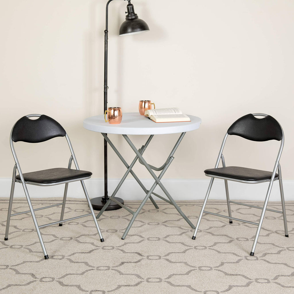 Black Vinyl Metal Folding Chair 4 Pk E851
