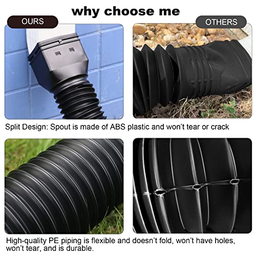 4 pack Flexible Rain Gutter Downspout Extensions Black V466