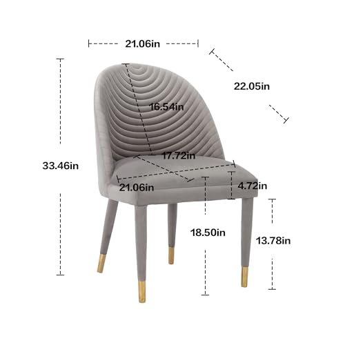 Beige Velvet Set of 2 Dining Chairs with Solid Wood Legs Q42319