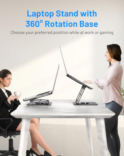 Laptop Cooling Stand with 360° Rotation Base, Detachable Thermoelectric Cooler, Adjustable Height, Solid Carbon Steel, 2-Power Peltier Cooling Pad A29706