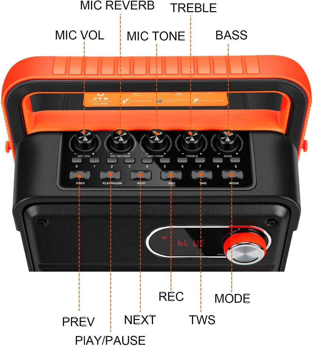 Rechargeable Portable Bluetooth Karaoke Machine with Microphone W884132