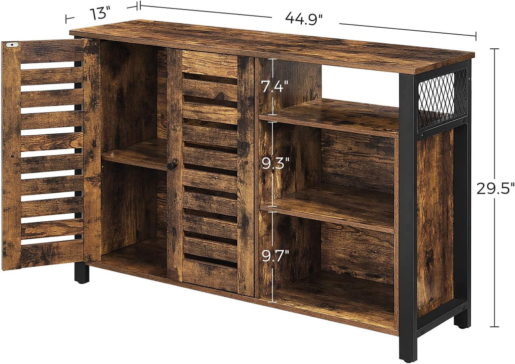 Rustic Brown Storage Cabinet with Adjustable Shelves T15135
