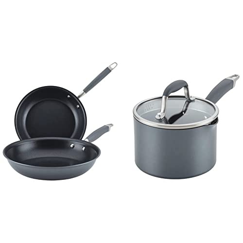 Hard-Anodized Nonstick Skillets 2 Piece Set 10.25-Inch & 12.75-Inch Moonstone Sauce Pan F613289