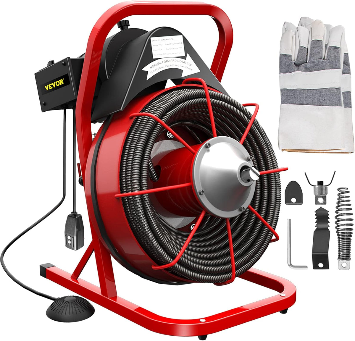 75Ft x 1/2Inch Drain Cleaner Machine with 2" Spiral Cutter E37511