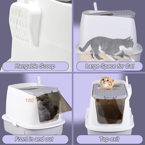 Grey Enclosed Cat Litter Box with Lid U607487