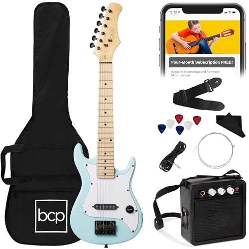 30in Kids Electric Guitar Starter Kit with 5W Amplifier, Strap, Gig Bag, Strings, Picks - Metallic Blue T5492