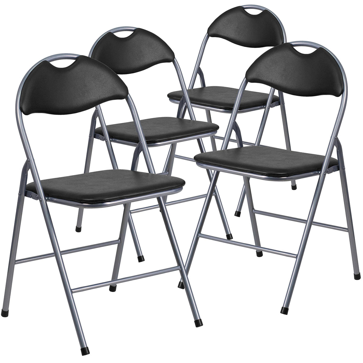 Black Vinyl Metal Folding Chair 4 Pk E851