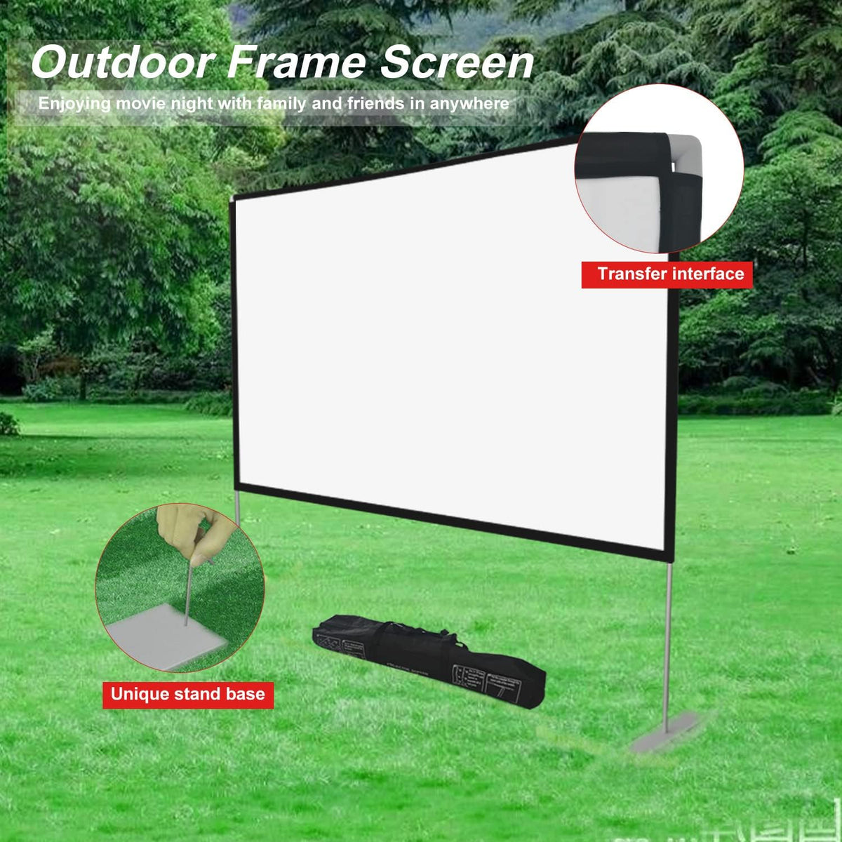 100 inch 16:9 Projector Screen with Stand and Carry Bag O688724