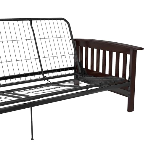 Brown Full Size Wood and Black Metal Futon Frame B20080
