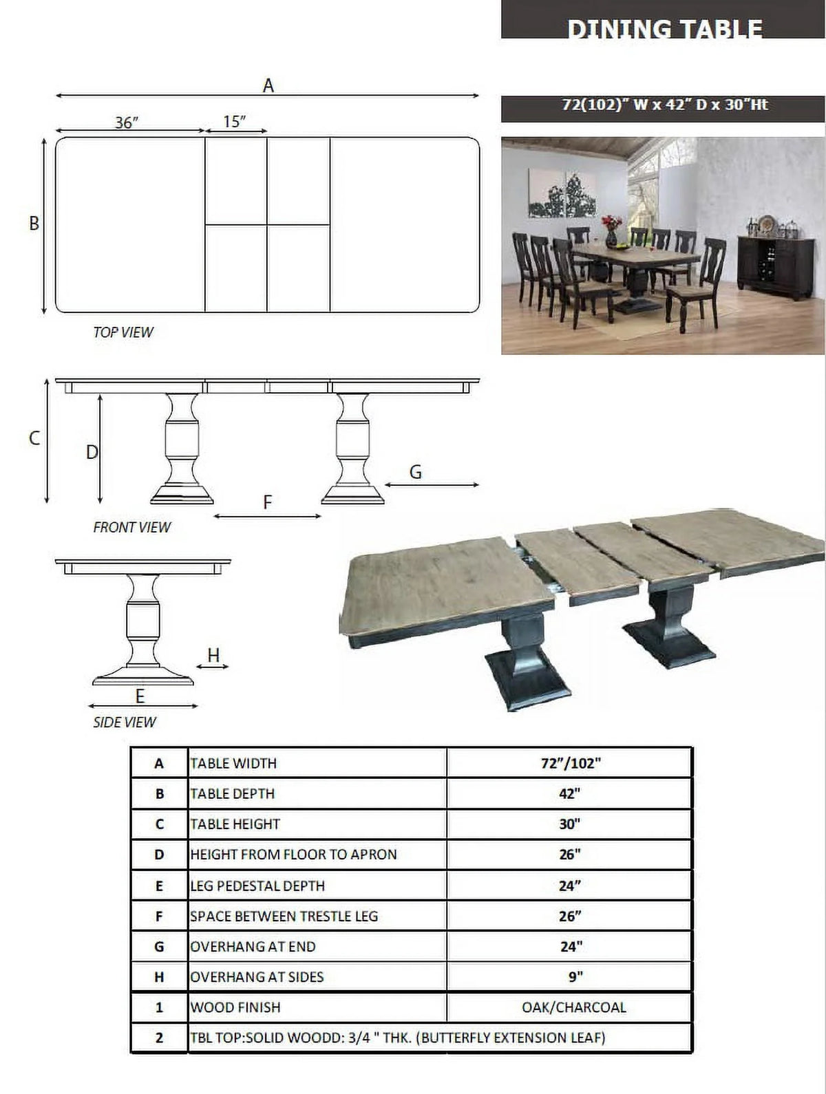 9 Piece Extendable Dining Table and 8 Chairs Set M157