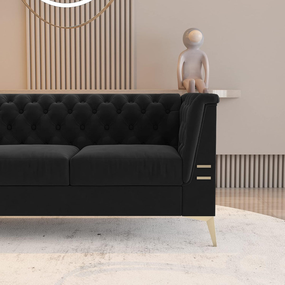 Dark Grey Velvet Chesterfield 3 Seater Sofa D36218