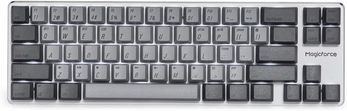 Wired/Wireless Bluetooth Mechanical Keyboard Gateron Blue Switch 68-keys Mini PBT Keycap White/Gray R345