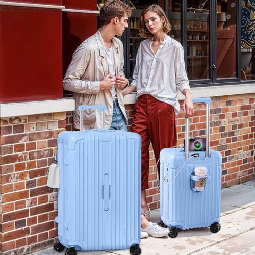 2 Piece Hardside Luggage Set with TSA Lock 20+28 Inch LightBlue B124593