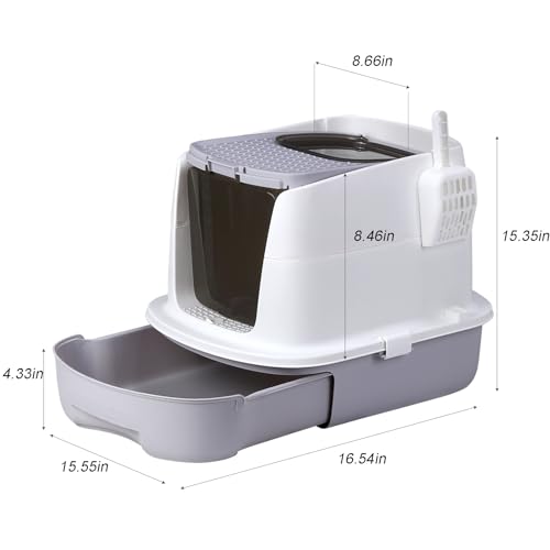Grey Enclosed Cat Litter Box with Lid U607487