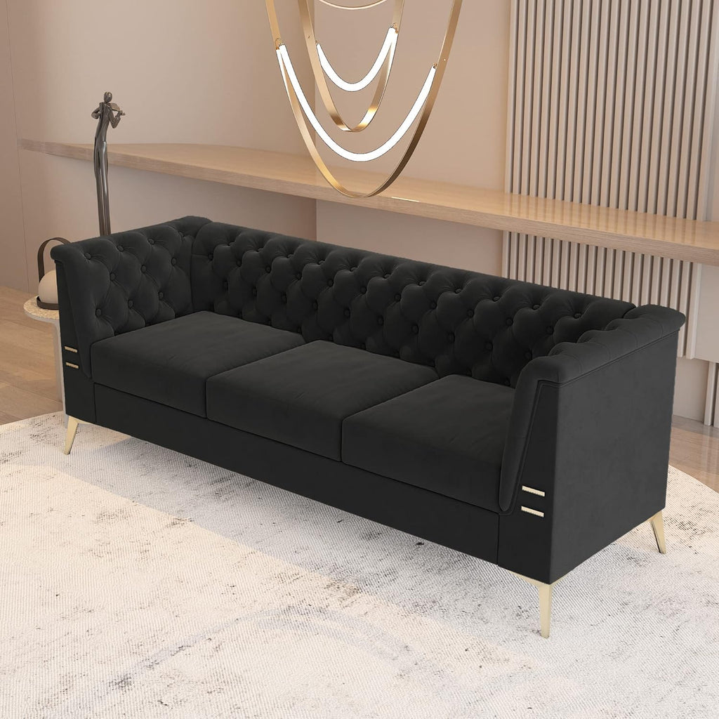 Dark Grey Velvet Chesterfield 3 Seater Sofa D36218