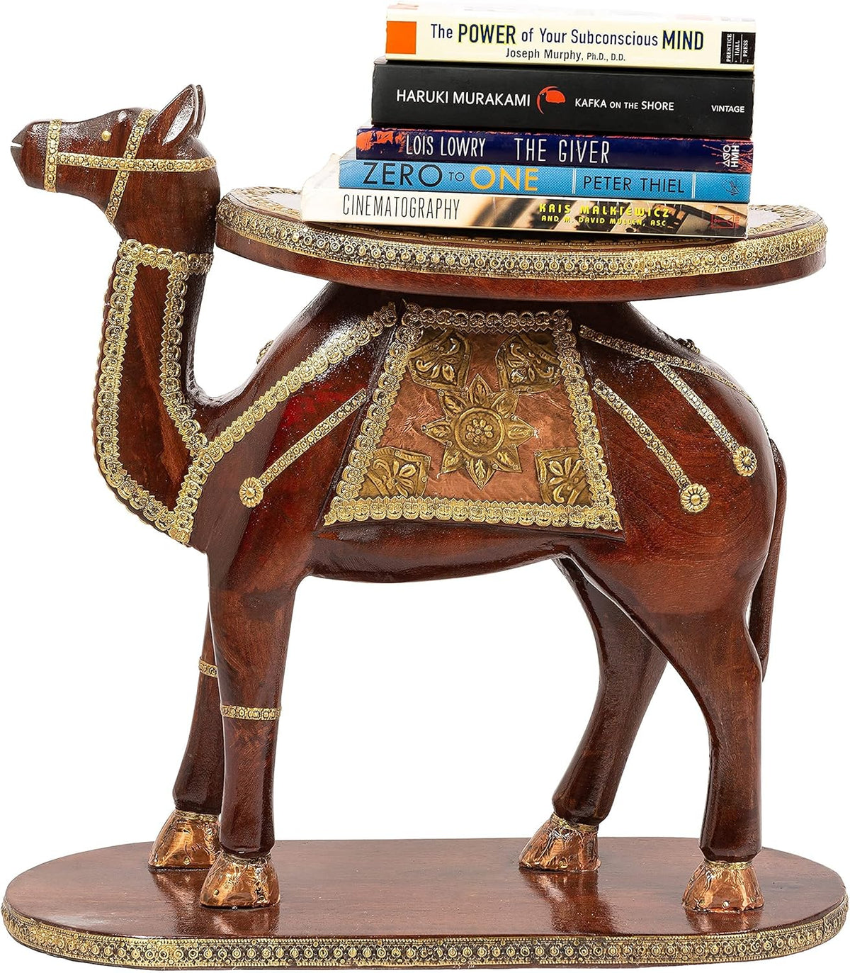 Hand Carved Wooden Coffee Table with Drawer I622