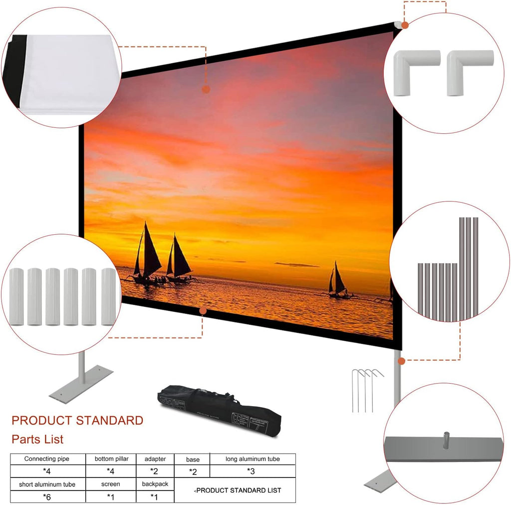 100 inch 16:9 Projector Screen with Stand and Carry Bag O688724