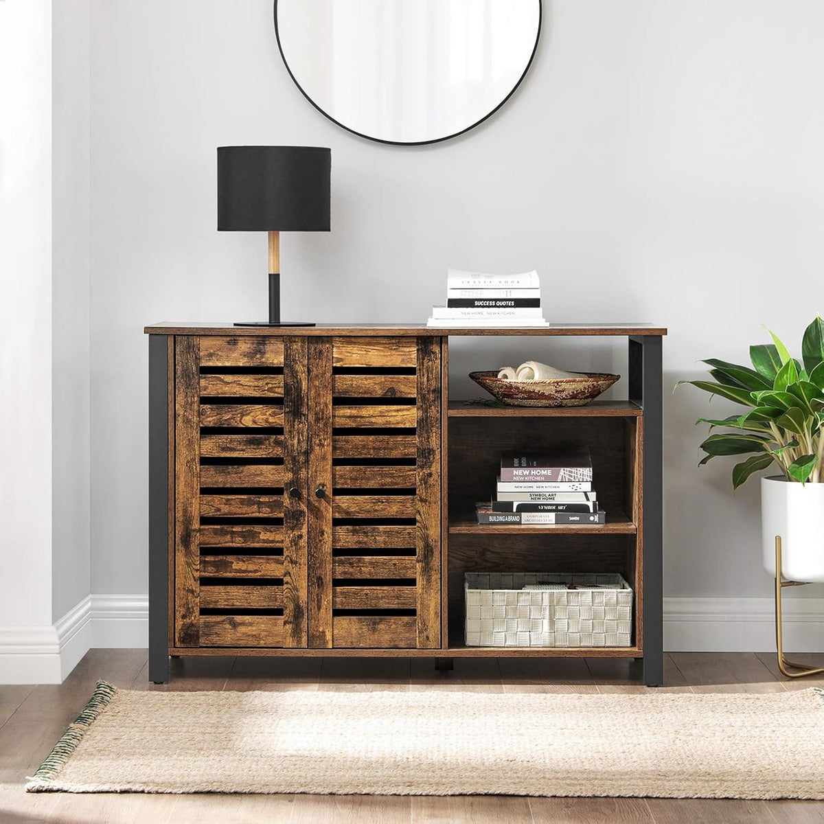 Rustic Brown Storage Cabinet with Adjustable Shelves T15135