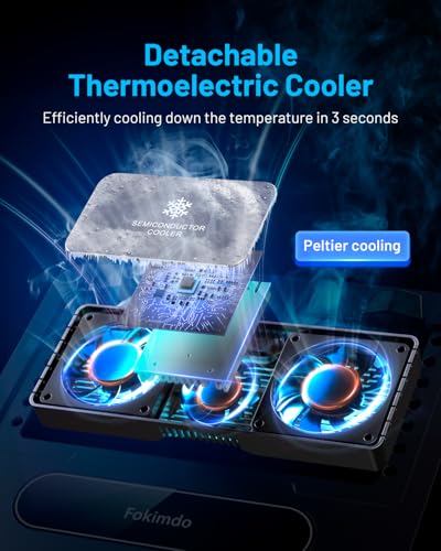 Laptop Cooling Stand with 360° Rotation Base, Detachable Thermoelectric Cooler, Adjustable Height, Solid Carbon Steel, 2-Power Peltier Cooling Pad A29706