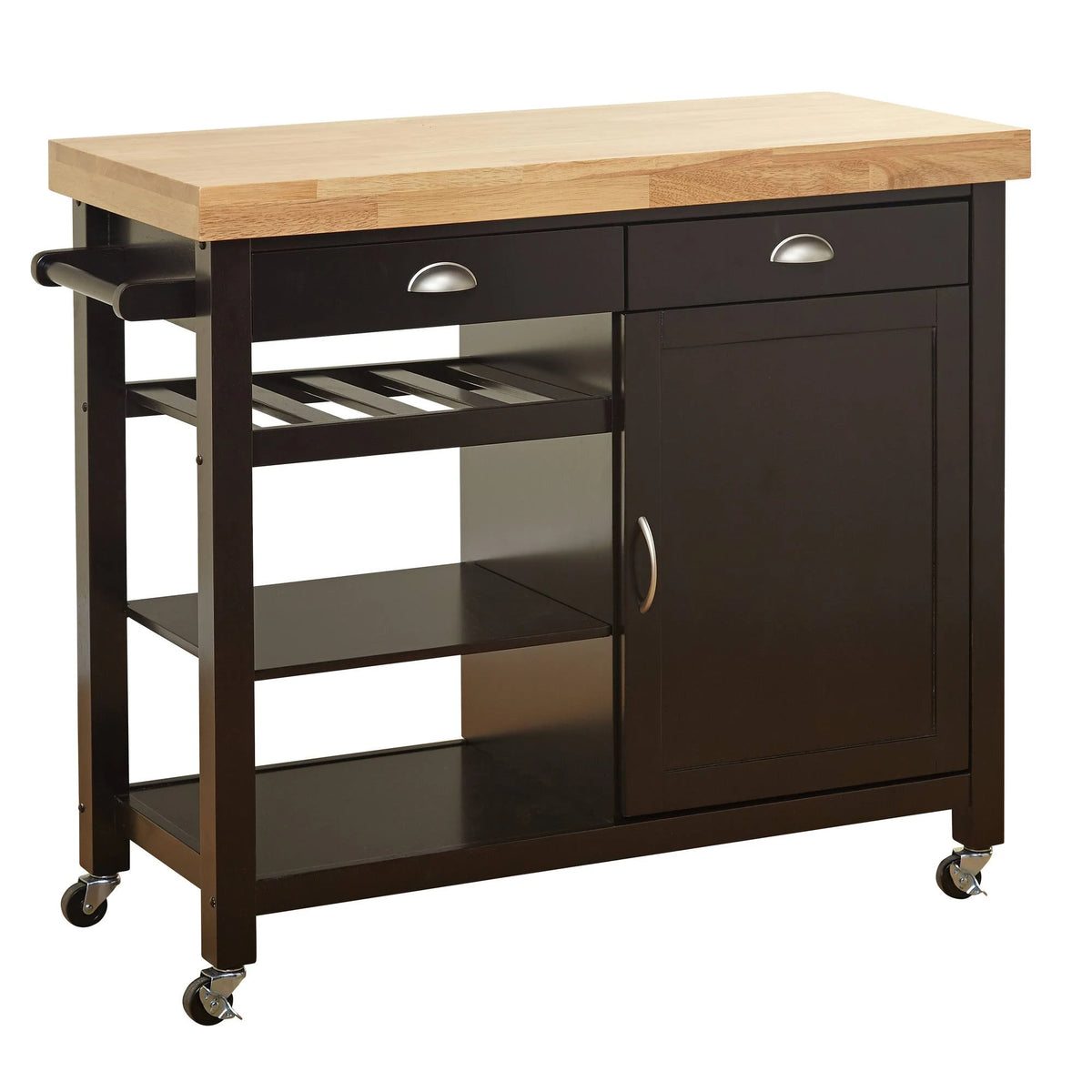 Wenge/Natural Kitchen Cart with Wood Top X465