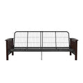 Brown Full Size Wood and Black Metal Futon Frame B20080