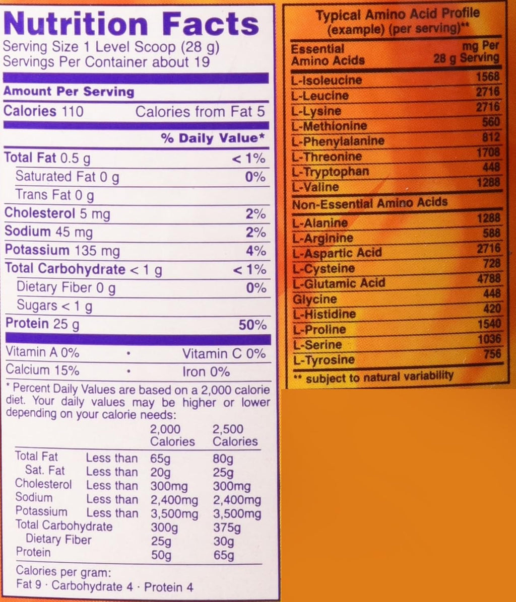 Unflavored Whey Protein Isolate Powder with BCAAs 1.2 lb N5752