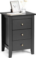 Black 3 Drawer Wood Nightstand C655