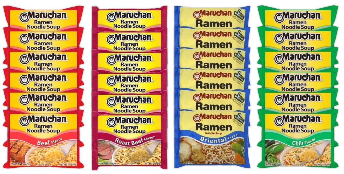 24 Packs Instant Ramen Noodle Soup Variety Mix E596