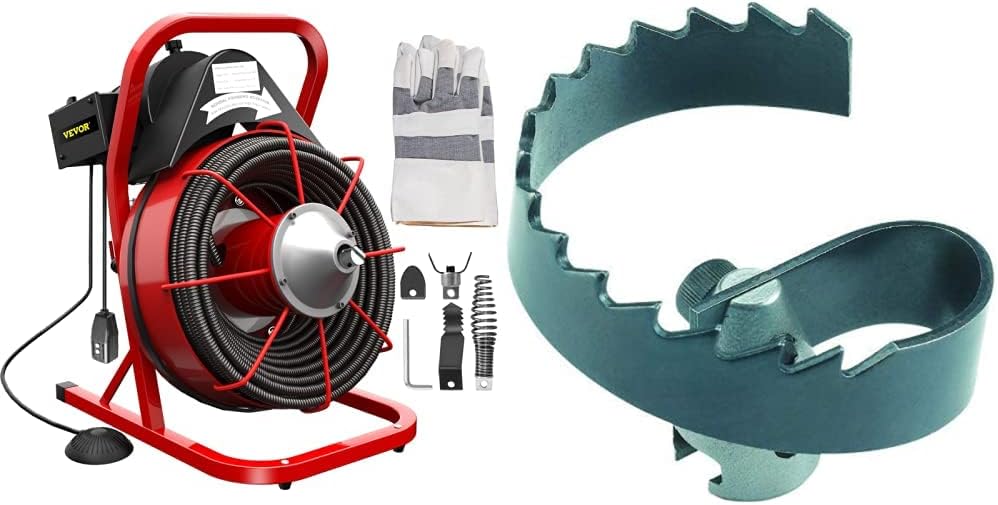 75Ft x 1/2Inch Drain Cleaner Machine with 2" Spiral Cutter E37511