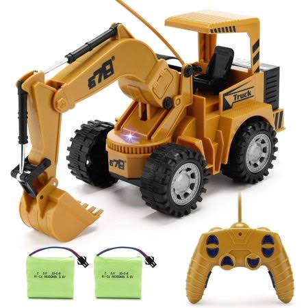 Remote Control Excavator Toy 4WD 5 Channel 1:24 RC Construction Excavator with LED Light F763779