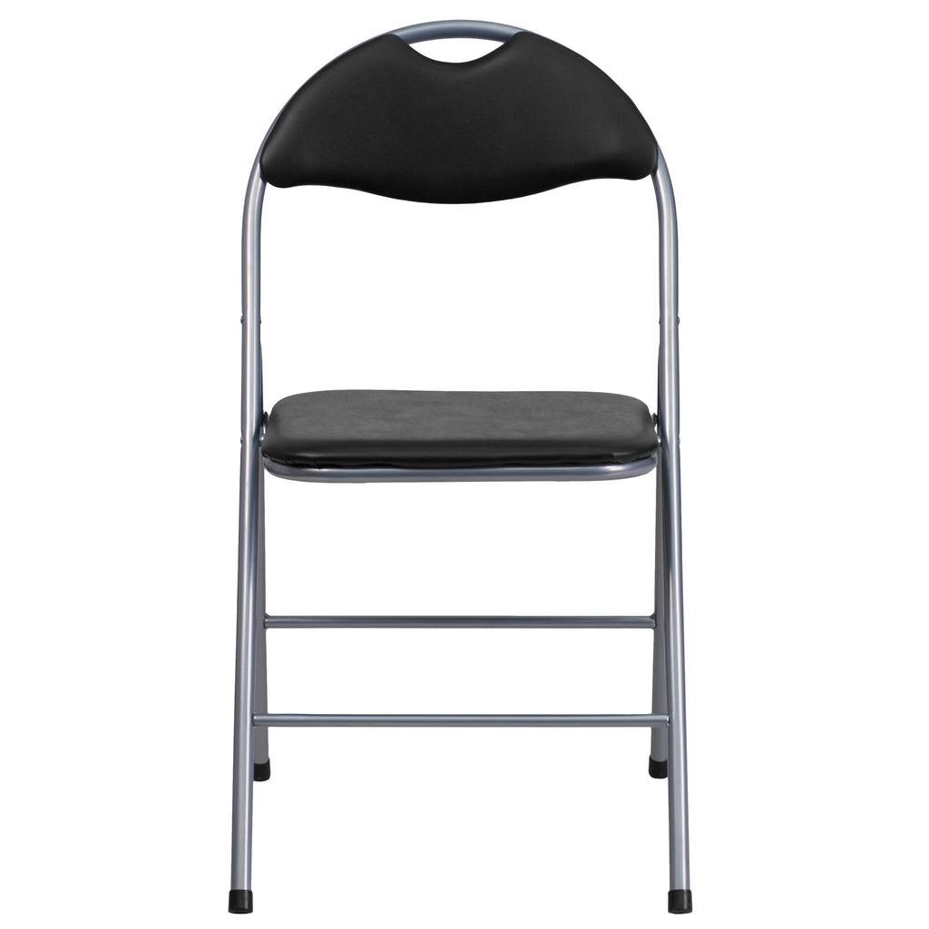 Black Vinyl Metal Folding Chair 4 Pk E851