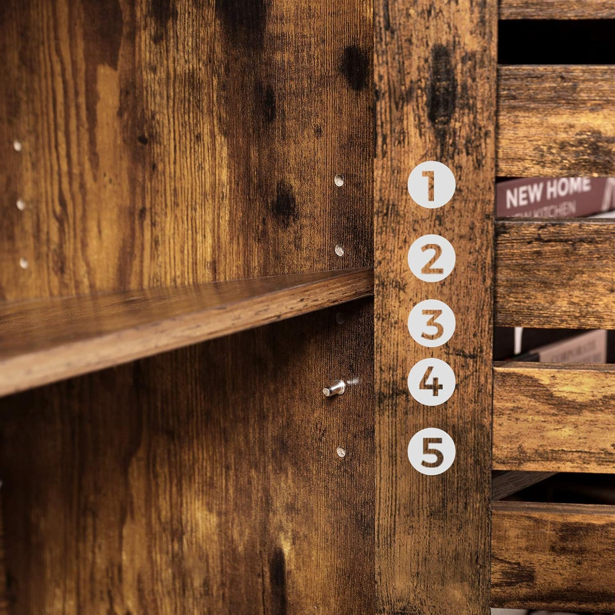 Rustic Brown Storage Cabinet with Adjustable Shelves T15135
